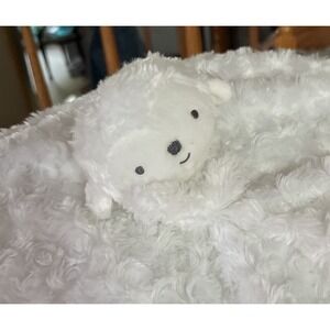 Carters Lamb Lovey White Fuzzy Swirls Security Blanket Hug Plush Baby Doll Stars